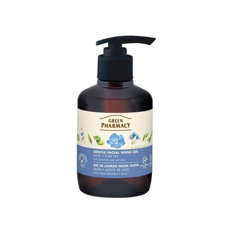 Gel rửa mặt Green Pharmacy lô hội và dầu hạt lanh 270ml - Dành cho da khô và da nhạy cảm