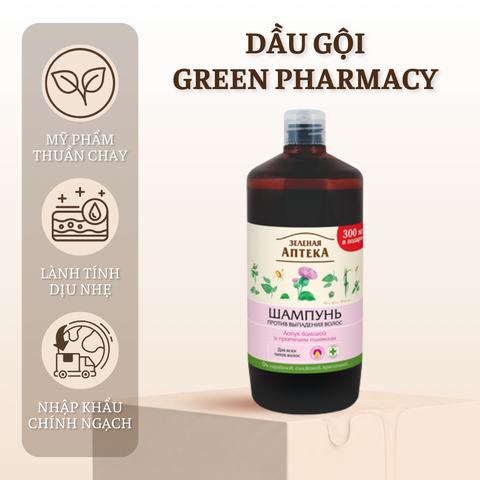 Dầu gội Green Pharmacy chống rụng tóc Cây ngưu bàng và protein lúa mì 1000ml