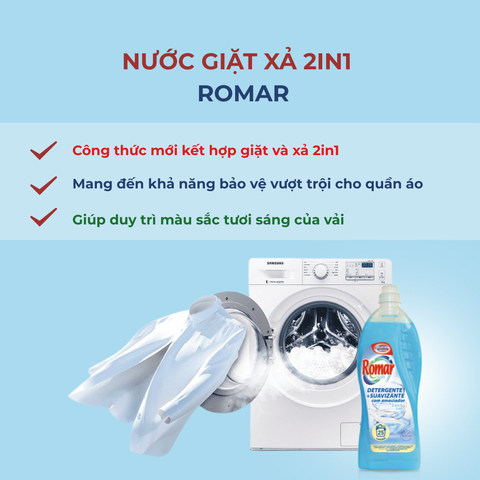 Nước giặt xả 2in1 Romar 1500ml