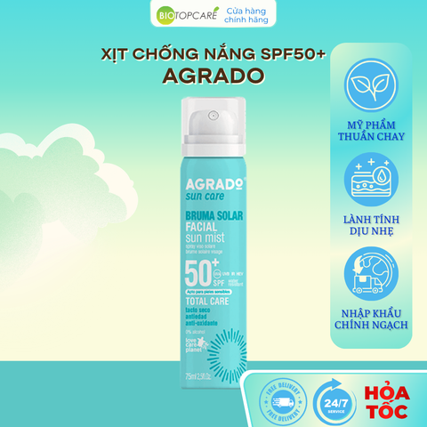 Xịt chống nắng Agrado dành cho da mặt SPF50+ 75ml