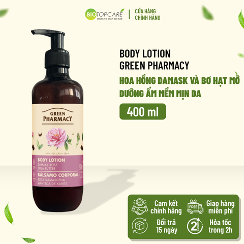 Sữa dưỡng thể Green Pharmacy Hoa hồng Damask và Bơ hạt mỡ 400ml