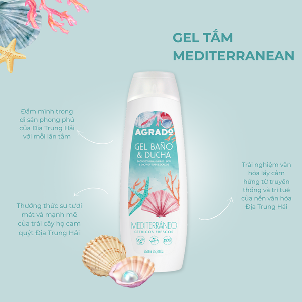 Gel tắm Agrado Mediterranean 750ml