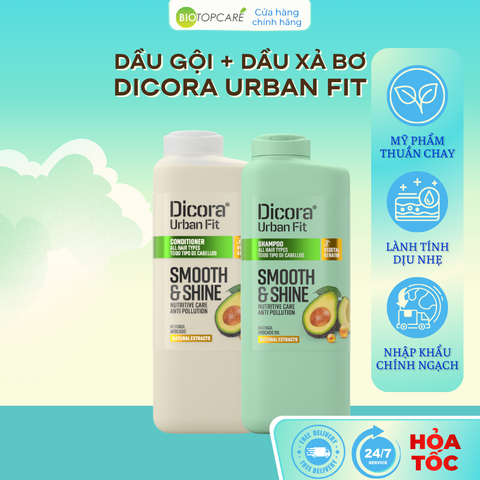 Combo Dầu gội - xả Dicora Urban Fit chiết xuất trái Bơ dành cho mọi loại tóc 400ml