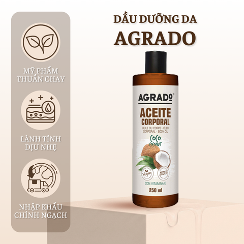 Dầu Dưỡng Da toàn thân Agrado hương Dừa 250ml