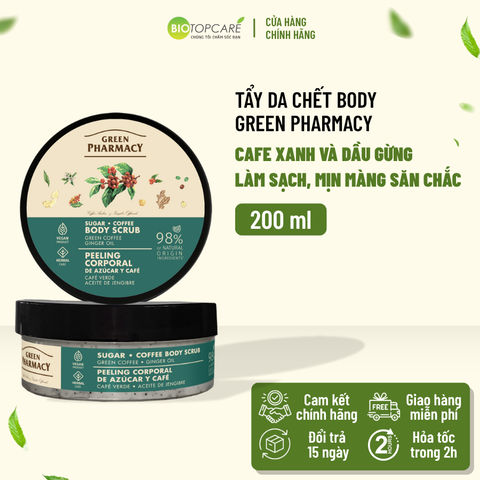 Tẩy da chết toàn thân Green Pharmacy Cafe xanh và dầu gừng 200ml