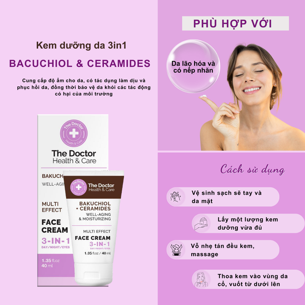 The Doctor Health & Care BAKUCHIOL + CERAMIDES Face cream 3 in 1 40ml Kem Dưỡng Da Mặt