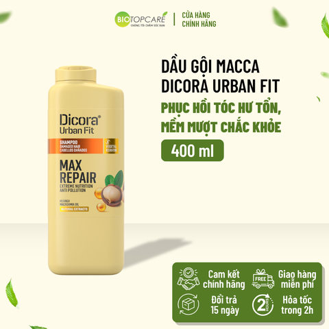 Dầu gội Dicora Urban Fit Macadamia phục hồi tóc hư tổn 400ml - BioTopcare Official