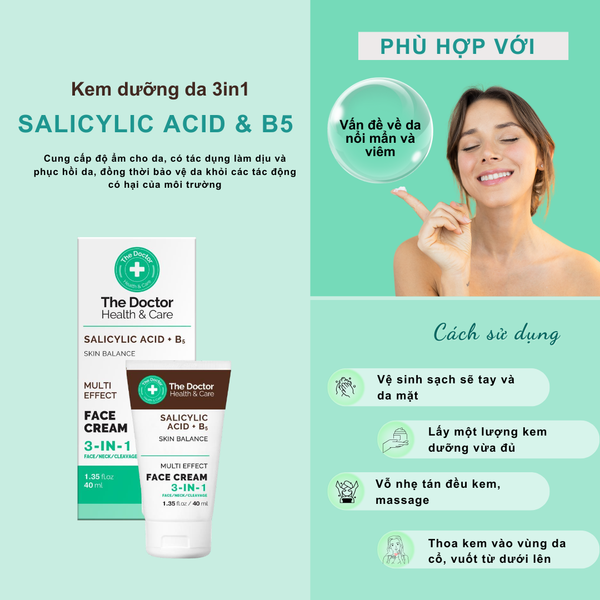 The Doctor Health & Care SALICYLIC ACID + B5 Face cream 3 in 1 Kem dưỡng da mặt 3 in 1 40ml