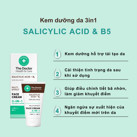 The Doctor Health & Care SALICYLIC ACID + B5 Face cream 3 in 1 Kem dưỡng da mặt 3 in 1 40ml