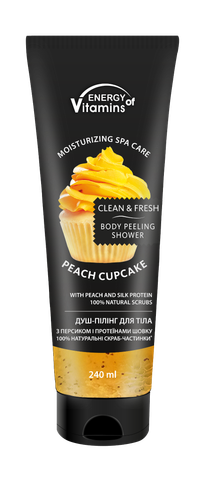 Energy of Vitamins Gel tắm tẩy tế bào chết toàn thân hương bánh cupcake đào 240ml