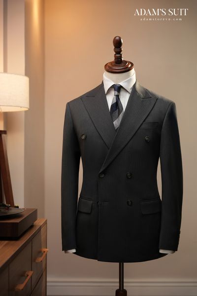 Áo vest ghi trơn sọc chìm 2 hàng khuy - AV428CQ