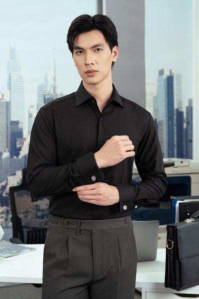 Sơ mi đen trơn SMC217D