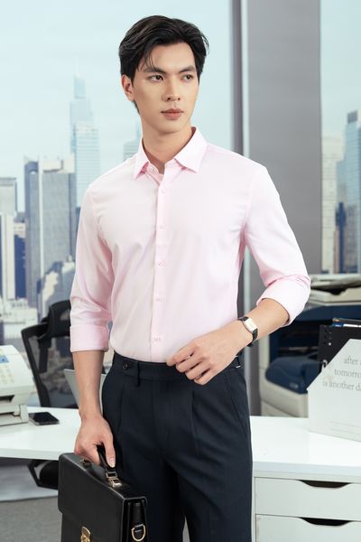 Sơ mi hồng trơn SMC161H