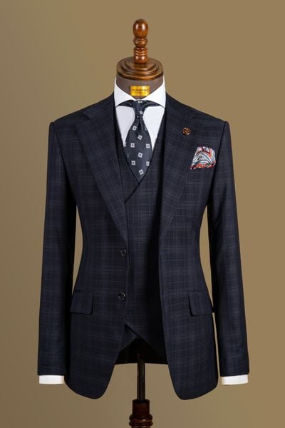 Áo Vest Adam Xanh Tím Than Kẻ Chìm - Av246