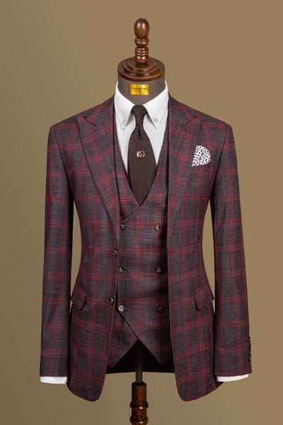 Áo Vest Adam Ghi Kẻ Đỏ - Av265