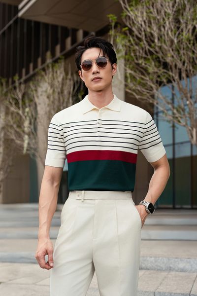 Áo mongtoghi họa tiết sọc ngang màu trắng, đỏ, đen AP408