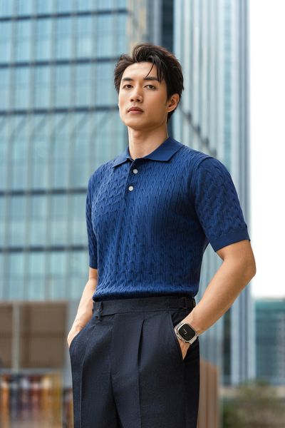 Áo mongtoghi xanh navy vặn thừng AP430X