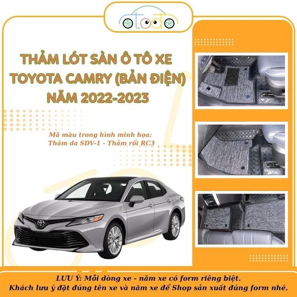 Tấm lót sàn chống bẩn cho xe 5 chỗ TOYOTA CAMRY (BẢN ĐIỆN) năm 2022-2023