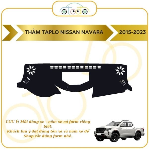 Thảm lót taplo nhung 3 lớp xe Nissan Navara năm 2010-2023 chống nắng, hấp thụ nhiệt, tăng thẩm mỹ