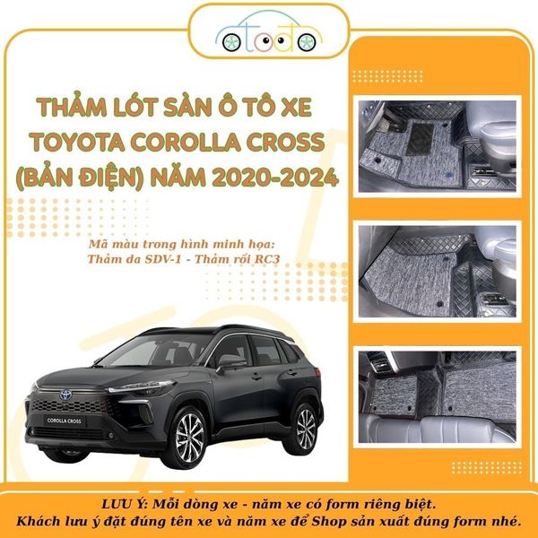 Thảm lót sàn dành cho xe 5 chỗ TOYOTA COROLLA CROSS (BẢN ĐIỆN) năm 2020-2024