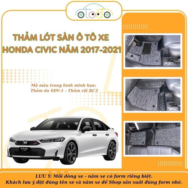 Thảm lót sàn cho xe 5 chỗ HONDA CIVIC năm 2017-2021 chống nước, không mùi