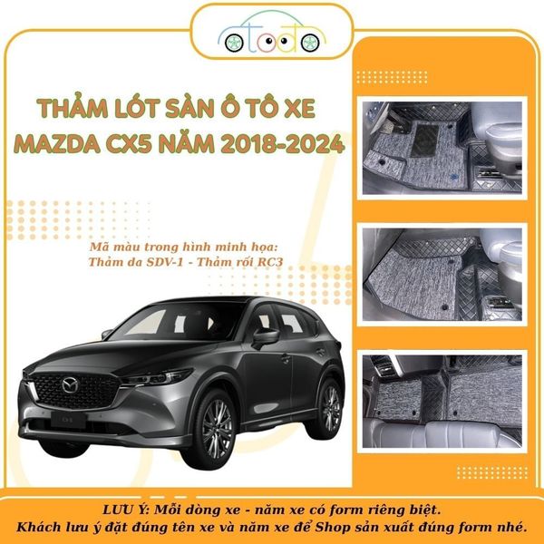 Thảm lót sàn ô tô 5 chỗ MAZDA CX5 năm 2018-2024 chống trầy xước