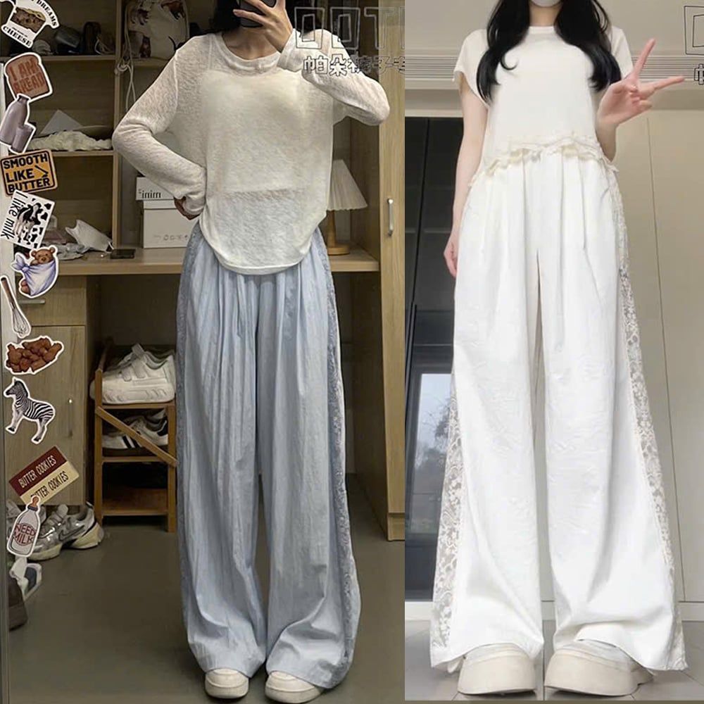  Quần Nữ Ống Suông Viền Ren 