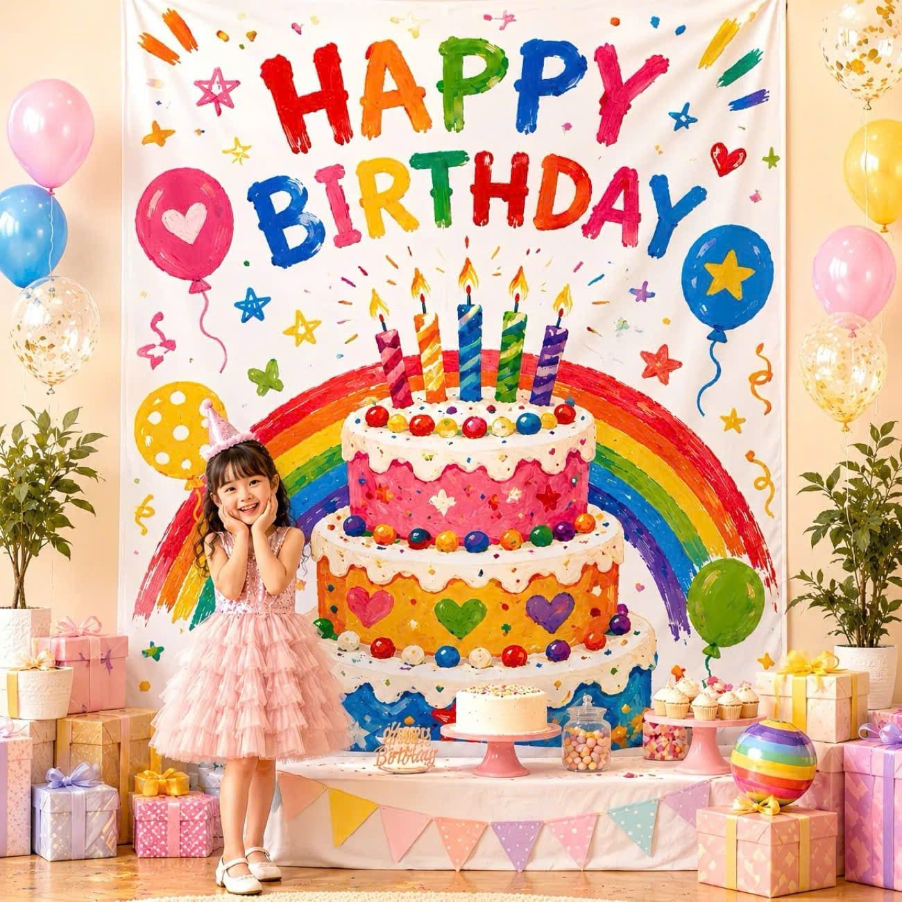  Tấm Vải Trang Trí Happy Birthday 