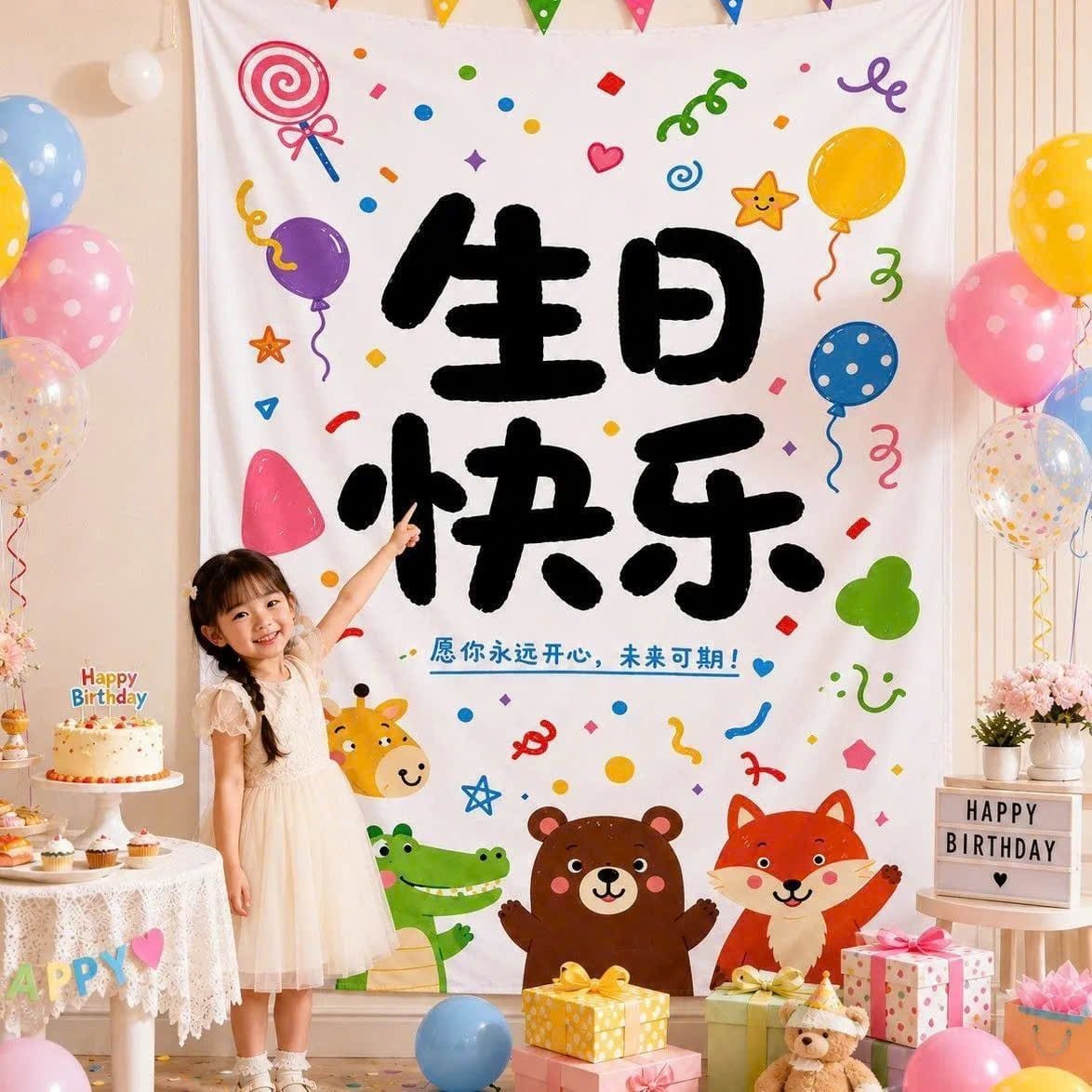  Tấm Vải Trang Trí Happy Birthday 