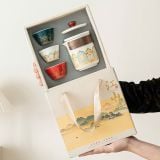  Set Bộ 3 Ly Pha Trà Hoa Văn Độc Đáo 
