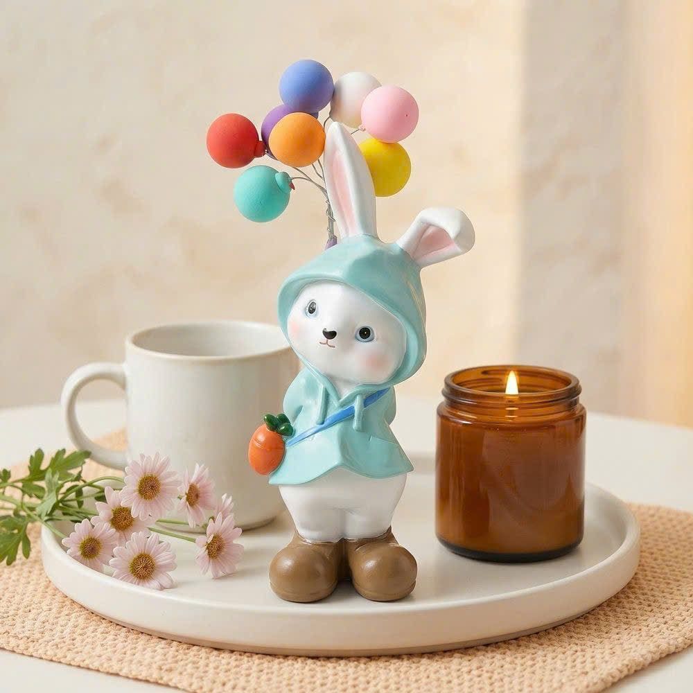  Tượng Chú Thỏ Dễ Thương Cầm Bóng Bay 
