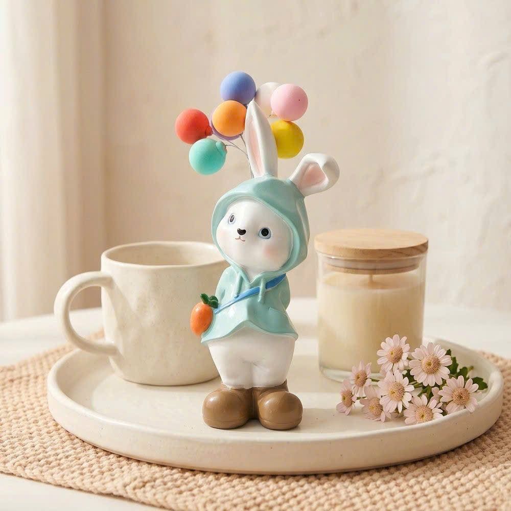  Tượng Chú Thỏ Dễ Thương Cầm Bóng Bay 