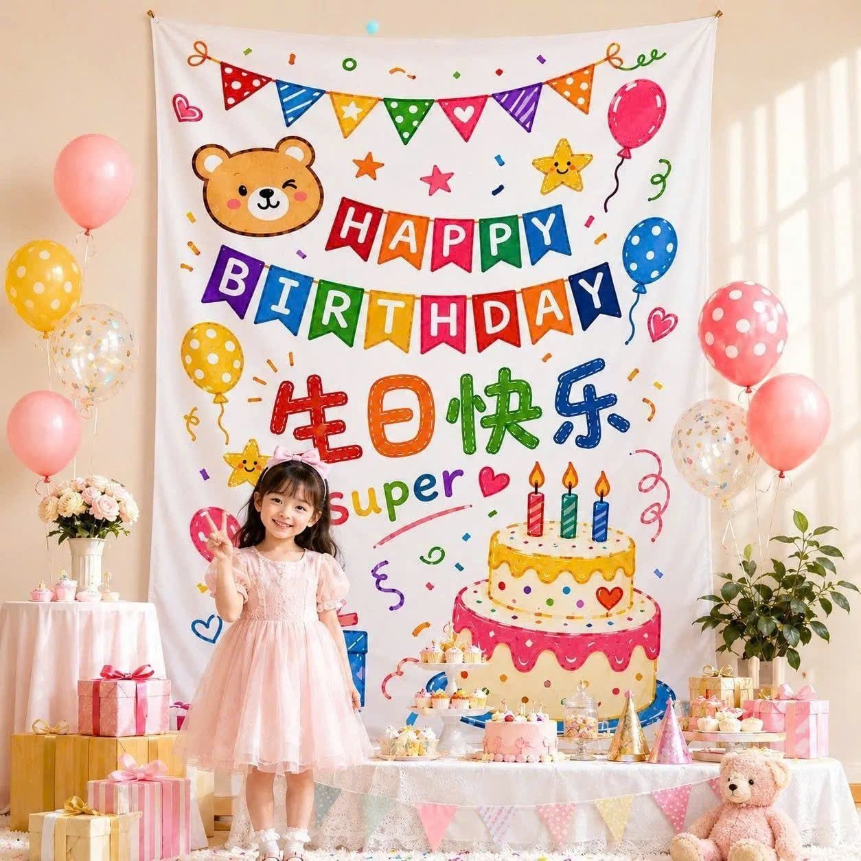  Tấm Vải Trang Trí Happy Birthday 