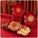  Khay Bánh Kẹo Màu Đỏ Hình Hoa 
