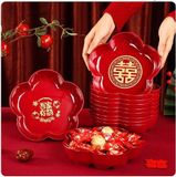  Khay Bánh Kẹo Màu Đỏ Hình Hoa 
