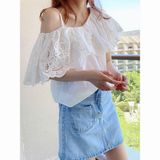  Áo Sơ Mi Trắng Lệch Vai 