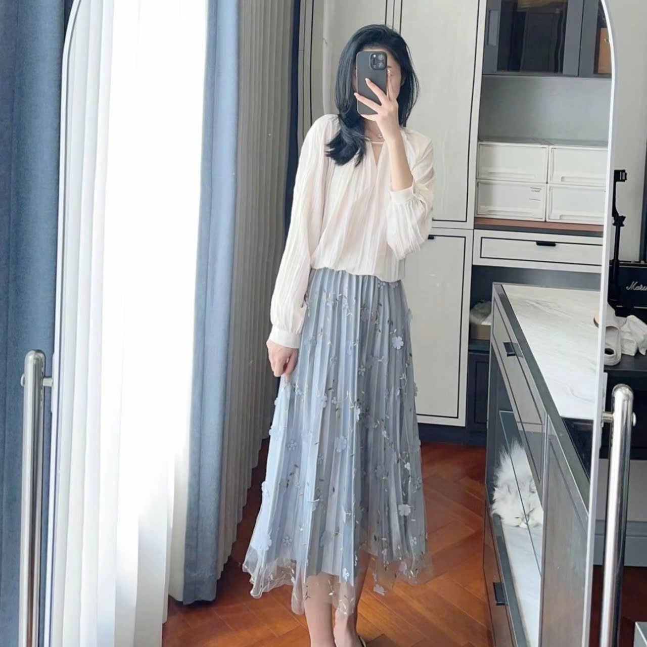  Chân Váy Ren Lưới Hoạ Tiết Hoa 