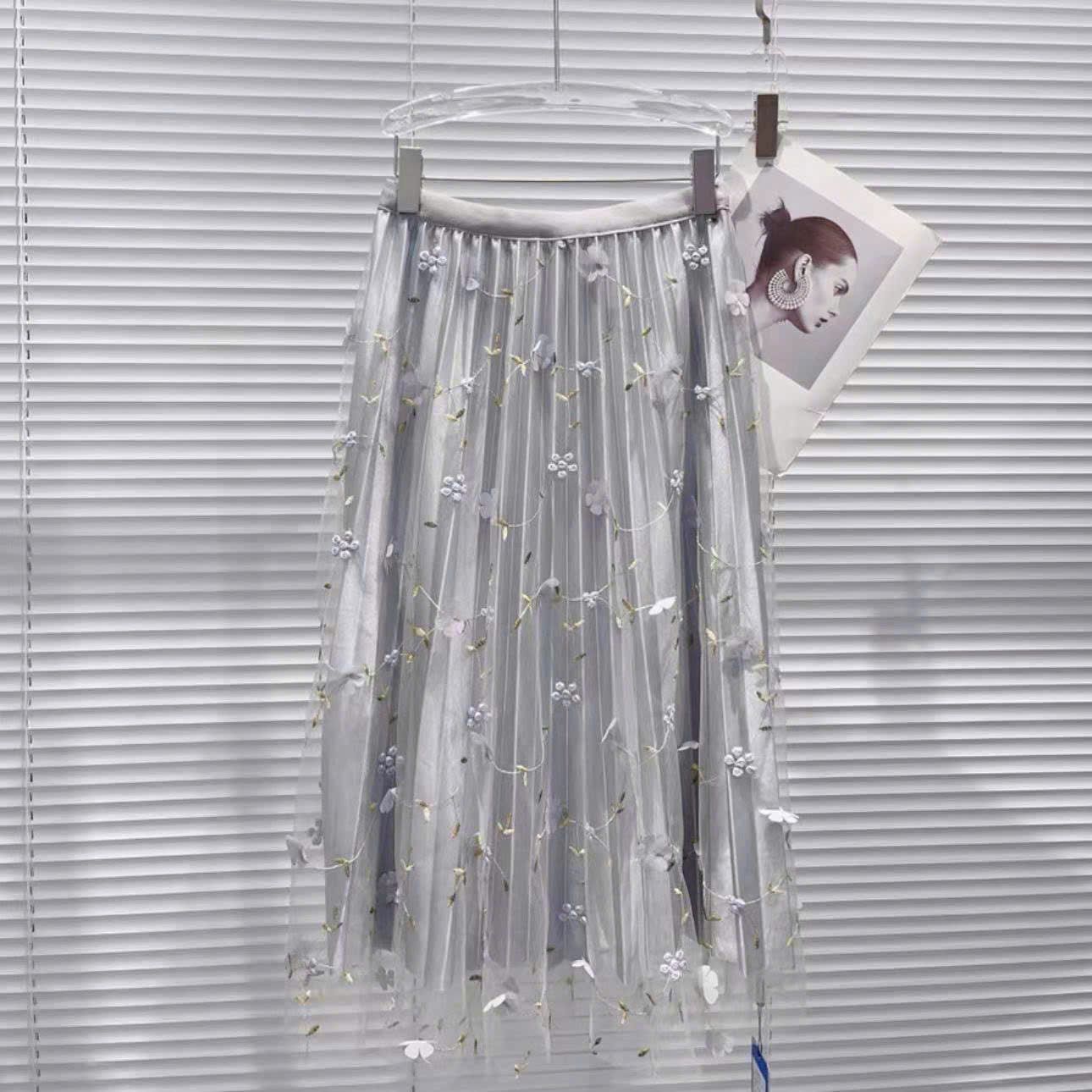  Chân Váy Ren Lưới Hoạ Tiết Hoa 