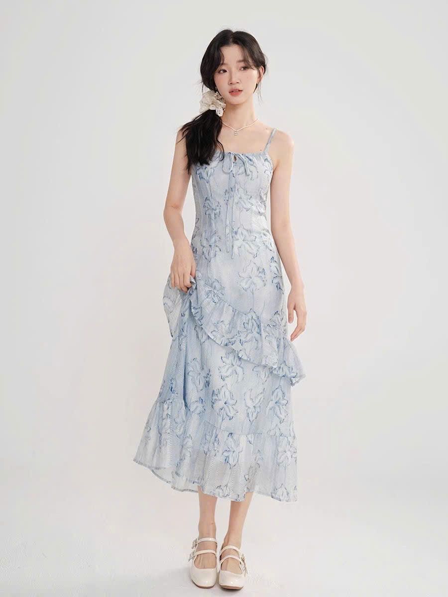  Đầm Hoa Hai Dây Cách Điệu Thời Trang Nữ 