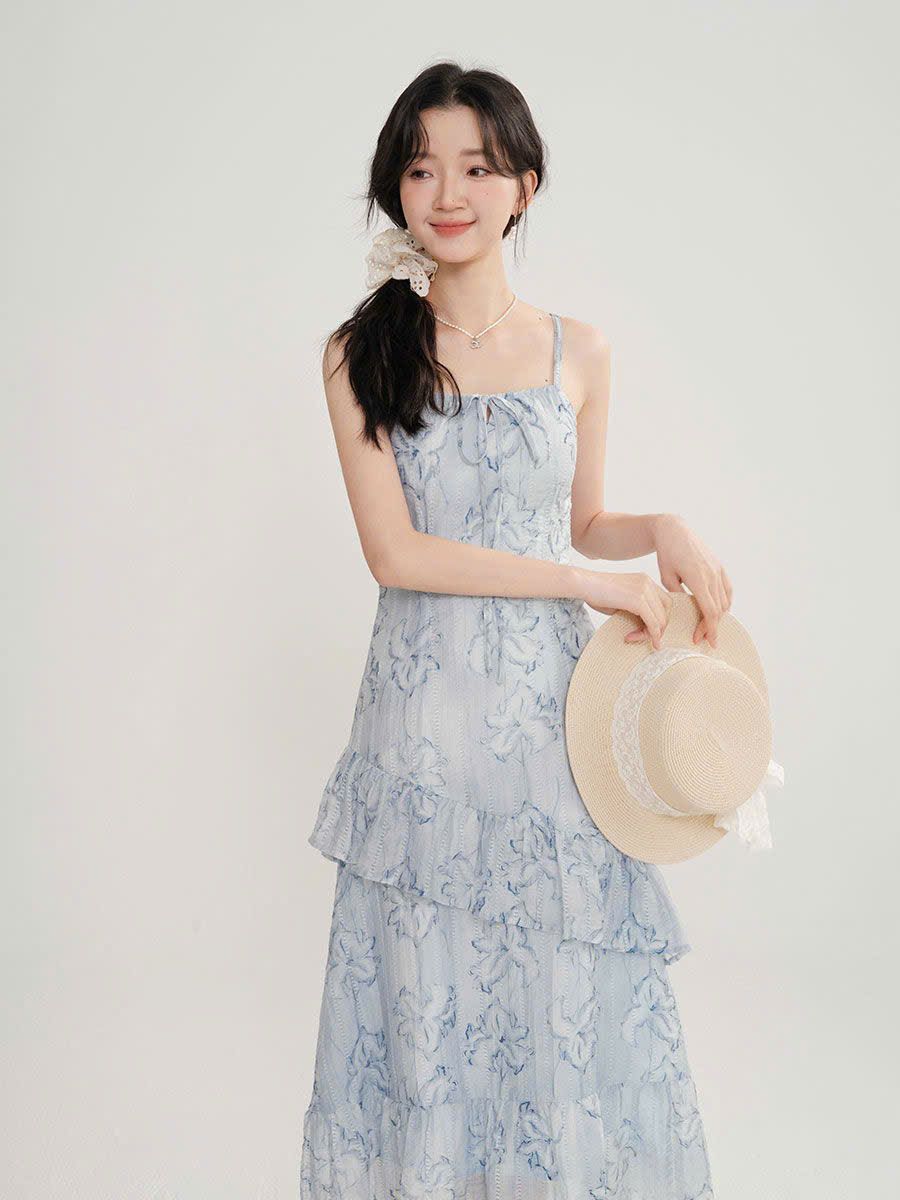  Đầm Hoa Hai Dây Cách Điệu Thời Trang Nữ 