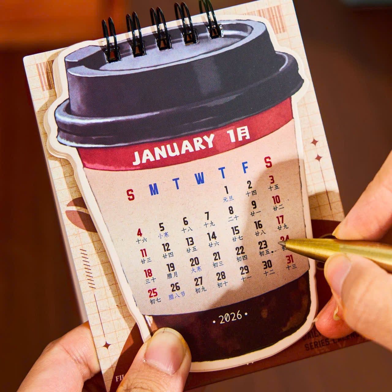  Lịch Mini 2026 Mẫu Cà Phê 