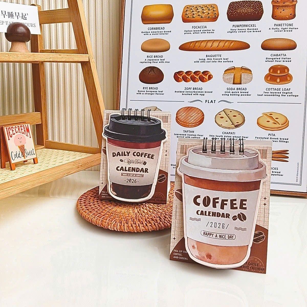  Lịch Mini 2026 Mẫu Cà Phê 