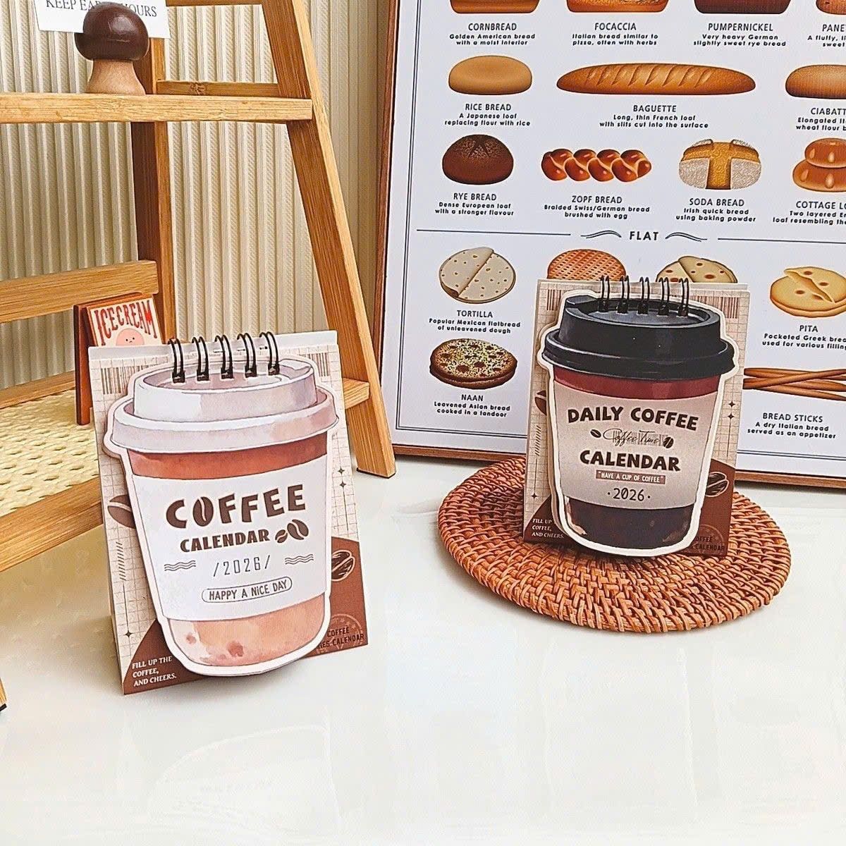  Lịch Mini 2026 Mẫu Cà Phê 