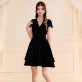  Đầm Ngắn Xếp Ly Eo Thắt Nơ 