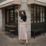  Set Áo + Chân Váy Dài Xếp Ly 