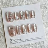  Móng Giả Noel Vuông Đơn Giản 