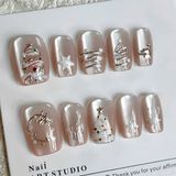  Móng Giả Noel Vuông Đơn Giản 