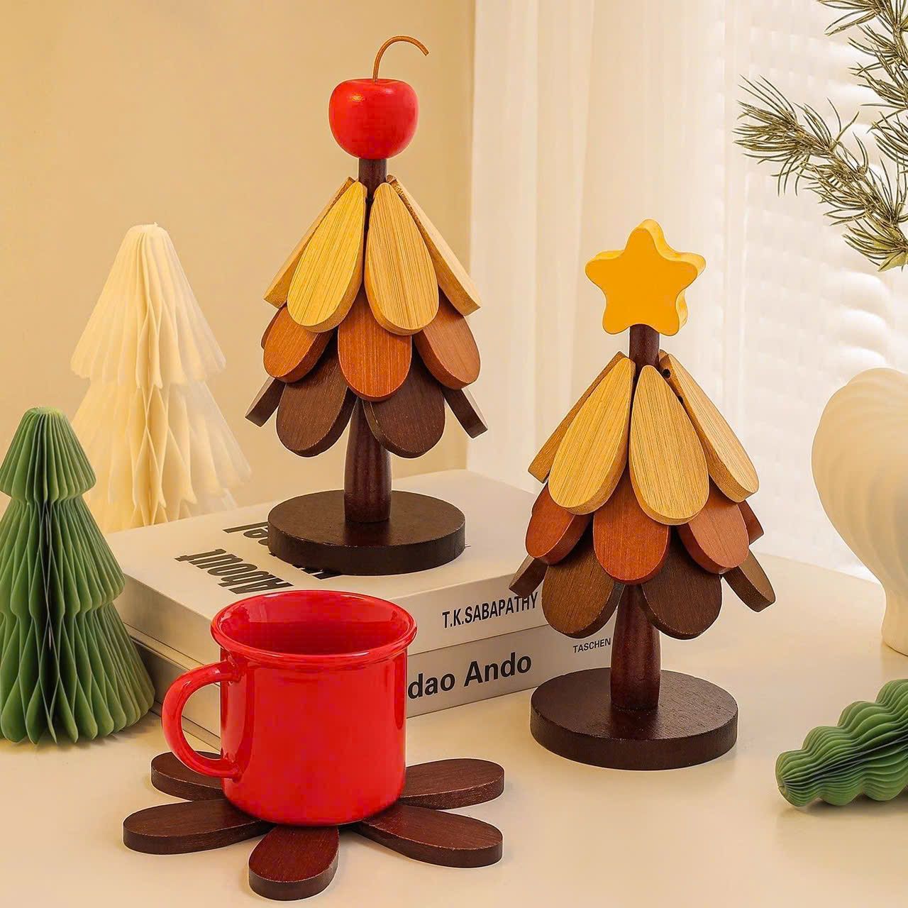  Đế Lót Ly Hình Cây Thông Sáng Tạo 