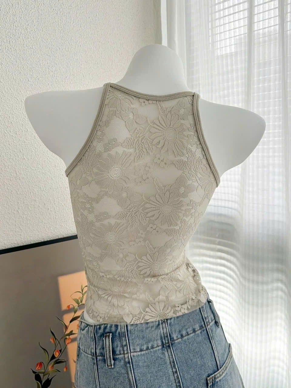  Áo Lót Nữ Cổ Yếm Lưới Ren Có Đệm Ngực 