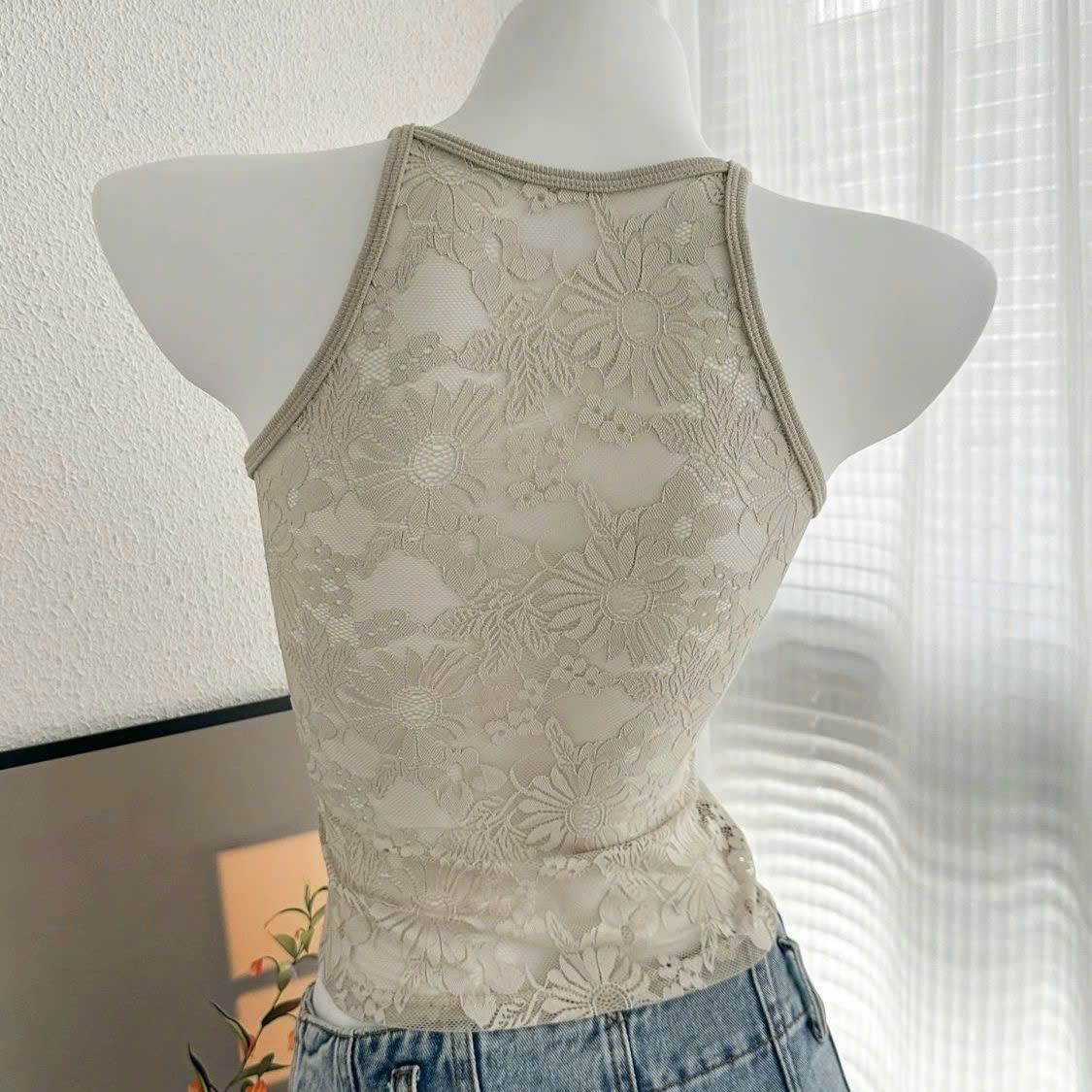  Áo Lót Nữ Cổ Yếm Lưới Ren Có Đệm Ngực 